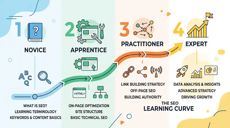 Visual Representation Of The Seo Learning Curve Stages