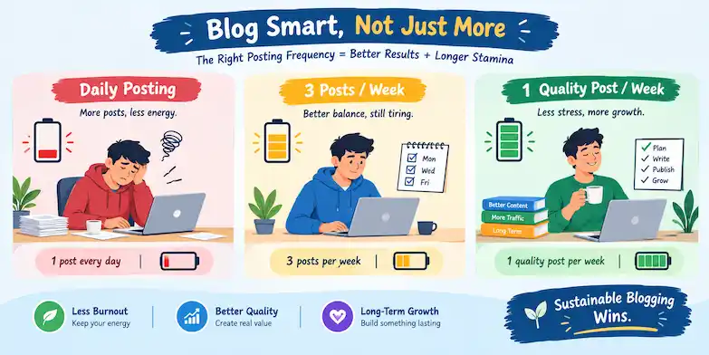 Blogging Frequency Illustration Comparing Sustainable And Excessive Publishing